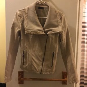 Off White Faux Leather Jacket